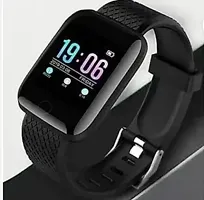 SMART WATCH ID116 Plus Smart Bracelet Fitness Tracker Color Screen Smartwatch Heart Rate Blood Pressure Pedometer Sleep Monitor (Black)-thumb1
