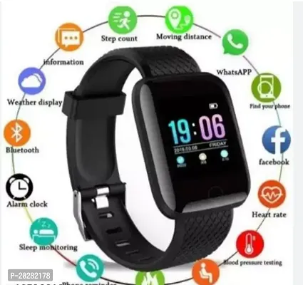 SMART WATCH ID116 Plus Smart Bracelet Fitness Tracker Color Screen Smartwatch Heart Rate Blood Pressure Pedometer Sleep Monitor (Black)-thumb3