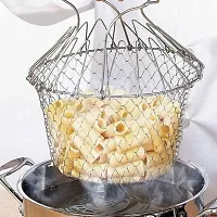 Chef Basket Stainless Steel Fold-able Cooking Basket Magic Basket Mesh Basket Strainer Net Kitchen Cooking Tool for Frying, Steaming, Straining, Rinsing-thumb4