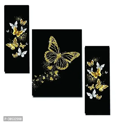 Home Decoration Butterfly Wall Art Painting Poster For Bedroom Living Room and Office Decor Set Of 3