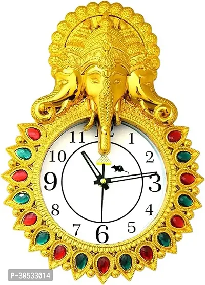 RJ kitchenware Store Ganesh ji Analog Wall Clock 26cm x 26cm Ganesh face Stylish Wall Clock for Home/Living Room/Bedroom/Kitchen/Office/Dining Room Gift Item etc-thumb0