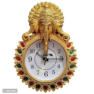 Harmoso Beautiful Design Ganesha Brass Pattern Mauli Wall Clock for Home, Living Room, Bedroom, Kitchen-thumb0