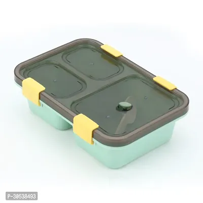 Reusable Safe Leak Proof 3 Compartment Lunch Box  with Spoon for Adults and Kids