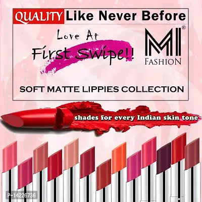 MI Fashion Made in India Lipstick Combo Offers 100% Veg Long Lasting - Shimmer Cherry Liquid Matte Lipstick, Red Bomber Creamy Matte Lipstick-thumb4