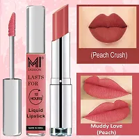 MI Fashion Made in India Lipstick Combo Offers 100% Veg Long Lasting - Peach Liquid Matte Lipstick, Peach Crush Creamy Matte Lipstick-thumb2