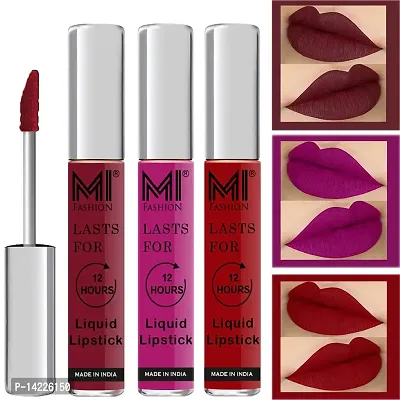 MI Fashion Lipstick Combo Set Liquid Matte Red Matte Lipstick, Wine Colour Lipstick, Red Lipsticks Set of 3 Pcs