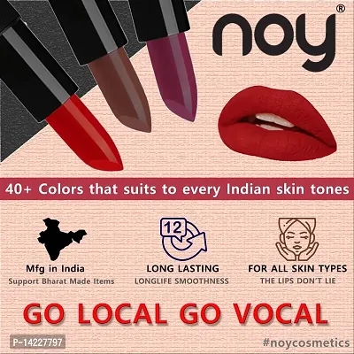 NOY Creme Matte Long Stay Bold Color Pigmentation Creamy Matte Lipstick Combo (Metallic Light Pink, Red, Metallic Magenta, Light Onion)-thumb2