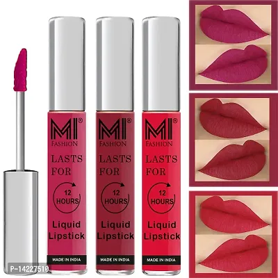 MI Fashion Matt Lipsticks Liquid Pink Matte Lipstick, Cherry Red Matte Lipsticks, Pink Lipstick Set of 3 Pcs