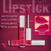 MI Fashion Matte Liquid Lipsticks Waterproof Long Lasting Pigmented Lip Gloss Set of 2 (Magenta Liquid Lipstick,Shimmer Cherry Liquid Lipstick, 6 ml)-thumb2