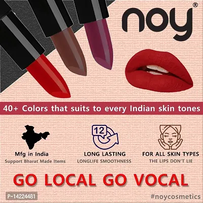 NOY Long Stay Bold Color Payoff Creamy Matte Lipsticks Set of 4 (Magenta, Dark Maroon, Orange, Coral)-thumb2