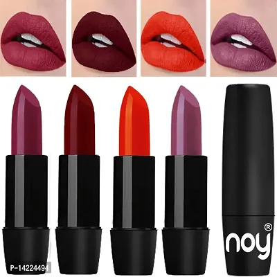 NOY Creme Matte Long Stay Bold Color Pigmentation Creamy Matte Lipstick Combo (Red Onion, Dark Maroon, Orange, Wine)-thumb0