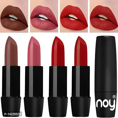 NOY Truly Creamy Matte Lipsticks Set of 4 Pcs (Chocolate, Peach, Red, Brick Red)