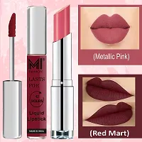 MI Fashion Made in India Lipstick Combo Offers 100% Veg Long Lasting - Red Liquid Matte Lipstick, Matelic Nude Creamy Matte Lipstick-thumb2