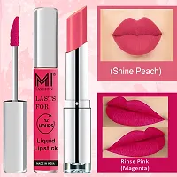 MI Fashion Made in India Lipstick Combo Offers 100% Veg Long Lasting - Magenta Liquid Matte Lipstick, Peach Creamy Matte Lipstick-thumb2