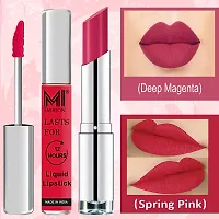 MI Fashion Made in India Lipstick Combo Offers 100% Veg Long Lasting - Spring Pink Liquid Matte Lipstick, Dark Magenta Creamy Matte Lipstick-thumb2