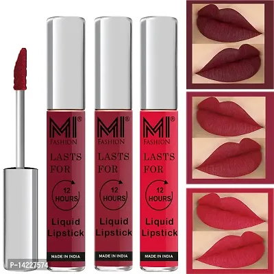 MI Fashion Liquid Matte Lipsticks Red Matte Lipstick, Cherry Red Matte Lipsticks, Pink Lipsticks Set of 3 Pcs