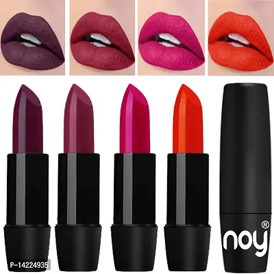 NOY Long Wearing Bold Pigmented Lipsticks Set of 4 (Dark Wine, Red Onion, Magenta, Orange)