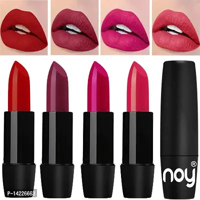 NOY Creme Matte Creamy Lipsticks Combo for Women (Red, Red Onion, Magenta, Peach)