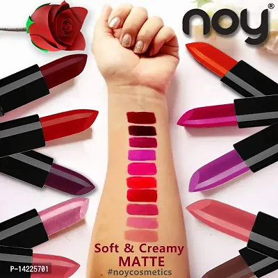 NOY Long Lasting Creme Matte Lipsticks Combo of 4 Pcs (Dark Nude, Magenta, Passion Pink, Brick Red)-thumb4