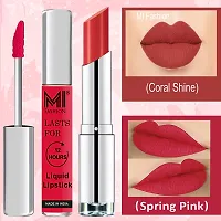 MI Fashion Made in India Lipstick Combo Offers 100% Veg Long Lasting - Spring Pink Liquid Matte Lipstick, Coral Glamour Creamy Matte Lipstick-thumb2