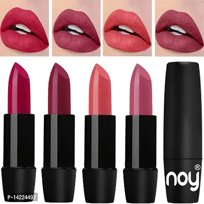 NOY Creme Matte Lipsticks Long Lasting Set of 4 (Passion Pink, Onion, Light Peach, Light Onion)-thumb0