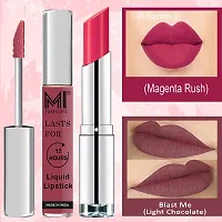 MI Fashion Made in India Lipstick Combo Offers 100% Veg Long Lasting - Light Chocolate Liquid Matte Lipstick, Magenta Creamy Matte Lipstick-thumb2