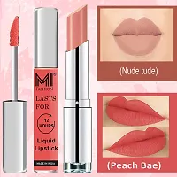 MI Fashion Made in India Lipstick Combo Offers 100% Veg Long Lasting - Peach Liquid Matte Lipstick, Nude Tude Creamy Matte Lipstick-thumb2