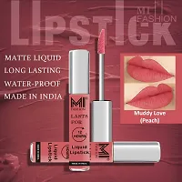 MI Fashion Liquid Lipsticks Combo Set Matte Peach Lipsticks for Women, Nude Lipstick Matte, Cherry Red Matte Lipsticks Set of 3 Pcs-thumb2