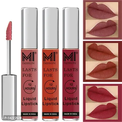 MI Fashion Liquid Lipstick Matte Dark Brown Lipsticks, Brick Red Lipsticks, Cherry Red Lipstick Set of 3 Pcs