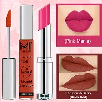 MI Fashion Made in India Lipstick Combo Offers 100% Veg Long Lasting - Brick Red Liquid Matte Lipstick, Pink Passion Creamy Matte Lipstick-thumb2