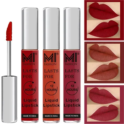 MI Fashion Liquid Lipstick Matte Lipsticks For Women, Set Of 3 Pcs