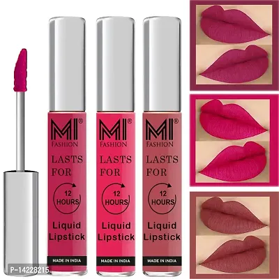 MI Fashion Lipsticks Matte Liquid Matte Pink Lipstick, Pink Lipstick, Nude Lipstick Matte Set of 3 Pcs