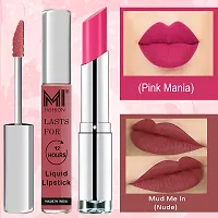 MI Fashion Made in India Lipstick Combo Offers 100% Veg Long Lasting - Nude Liquid Matte Lipstick, Pink Passion Creamy Matte Lipstick-thumb2