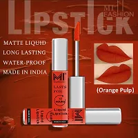 MI Fashion Lipstick Matte Liquid Orange Matte Lipstick, Chocolate Lipstick, Red Lipstick Set of 3 Pcs-thumb2