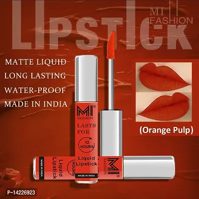 MI Fashion Lipstick Matte Liquid Orange Matte Lipstick, Chocolate Lipstick, Red Lipstick Set of 3 Pcs-thumb3