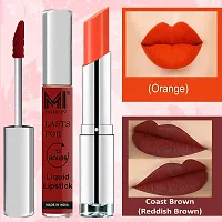 MI Fashion Made in India Lipstick Combo Offers 100% Veg Long Lasting - Brown Liquid Matte Lipstick, Orange Crush Creamy Matte Lipstick-thumb2