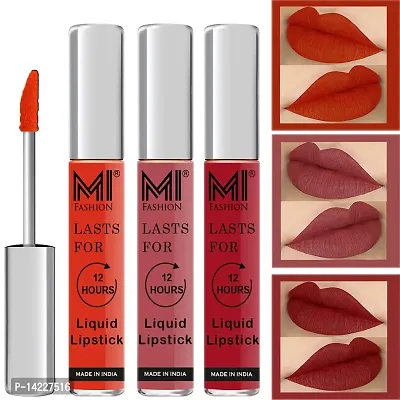 MI Fashion Mat Lipstick Combo Offers Liquid Orange Lipsticks for Women, Lipsticks Nude Shade, Red Matte Lipstick Set of 3 Pcs