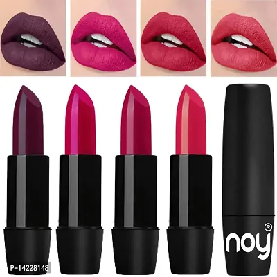 NOY Truly Creamy Matte Lipsticks Set of 4 Pcs (Dark Wine, Magenta, Passion Pink, Peach)