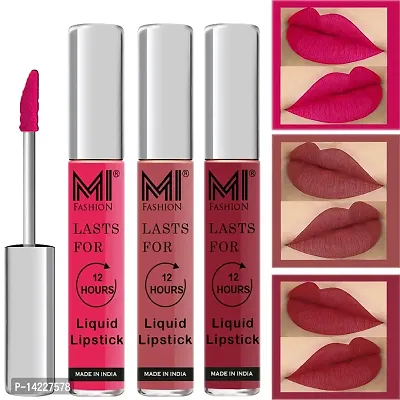 MI Fashion Matte Lipsticks Combo Offers Liquid Pink Matte Lipstick, Lipsticks Nude Shade, Cherry Red Matte Lipsticks Set of 3 Pcs