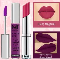 MI Fashion Made in India Lipstick Combo Offers 100% Veg Long Lasting - Deep Violet Liquid Matte Lipstick, Dark Magenta Creamy Matte Lipstick-thumb2