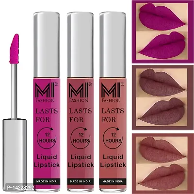 MI Fashion Lipstick Matte Liquid Wine Lipstick Liquid, Chocolate Lipstick, Brown Lipstick Set of 3 Pcs-thumb0