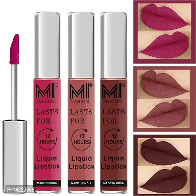 MI Fashion Mat Lipstick Combo Offers Liquid Pink Lipstick Long Lasting, Bobby Brown Lipsticks, Coffee Lipstick Set of 3 Pcs