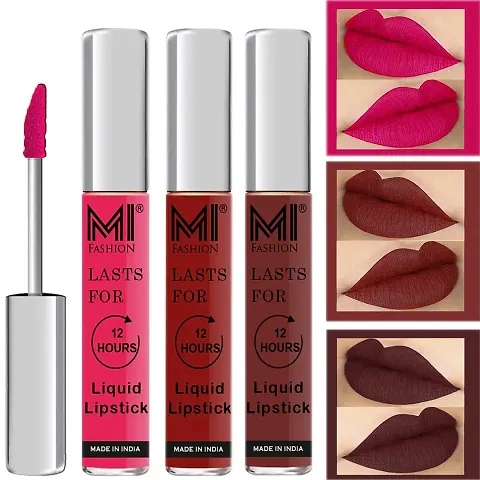 MI Fashion Matt Lipsticks Liquid Matte Lipstick, Set Of 3 Pcs