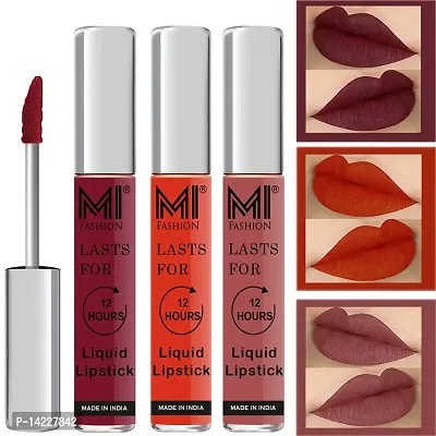 MI Fashion Lipstick Matte Liquid Red Lipstick, Orange Lipstick, Bobby Brown Lipsticks Set of 3 Pcs