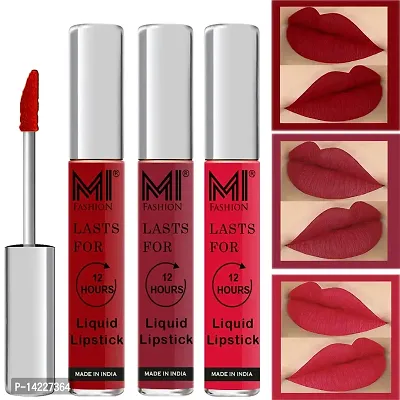 MI Fashion Mat Lipstick Combo Offers Liquid Lipstick Red Colour, Cherry Red Lipstick, Lipsticks Pink Colour Set of 3 Pcs