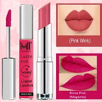 MI Fashion Made in India Lipstick Combo Offers 100% Veg Long Lasting - Magenta Liquid Matte Lipstick, Pink Wink Creamy Matte Lipstick-thumb2