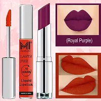 MI Fashion Made in India Lipstick Combo Offers 100% Veg Long Lasting - Orange Liquid Matte Lipstick, Purple Passion Creamy Matte Lipstick-thumb2