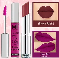 MI Fashion Made in India Lipstick Combo Offers 100% Veg Long Lasting - Wine Liquid Matte Lipstick, Brown Raisin Creamy Matte Lipstick-thumb2