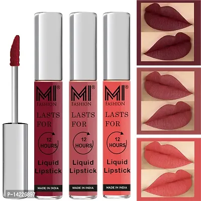 MI Fashion Matte Lipsticks Combo Offers Liquid Lipstick Red Colour, Nude Lipstick Matte, Peach Colour Lipstick Set of 3 Pcs