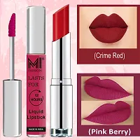 MI Fashion Made in India Lipstick Combo Offers 100% Veg Long Lasting - Pink Liquid Matte Lipstick, Red Alert Creamy Matte Lipstick-thumb2